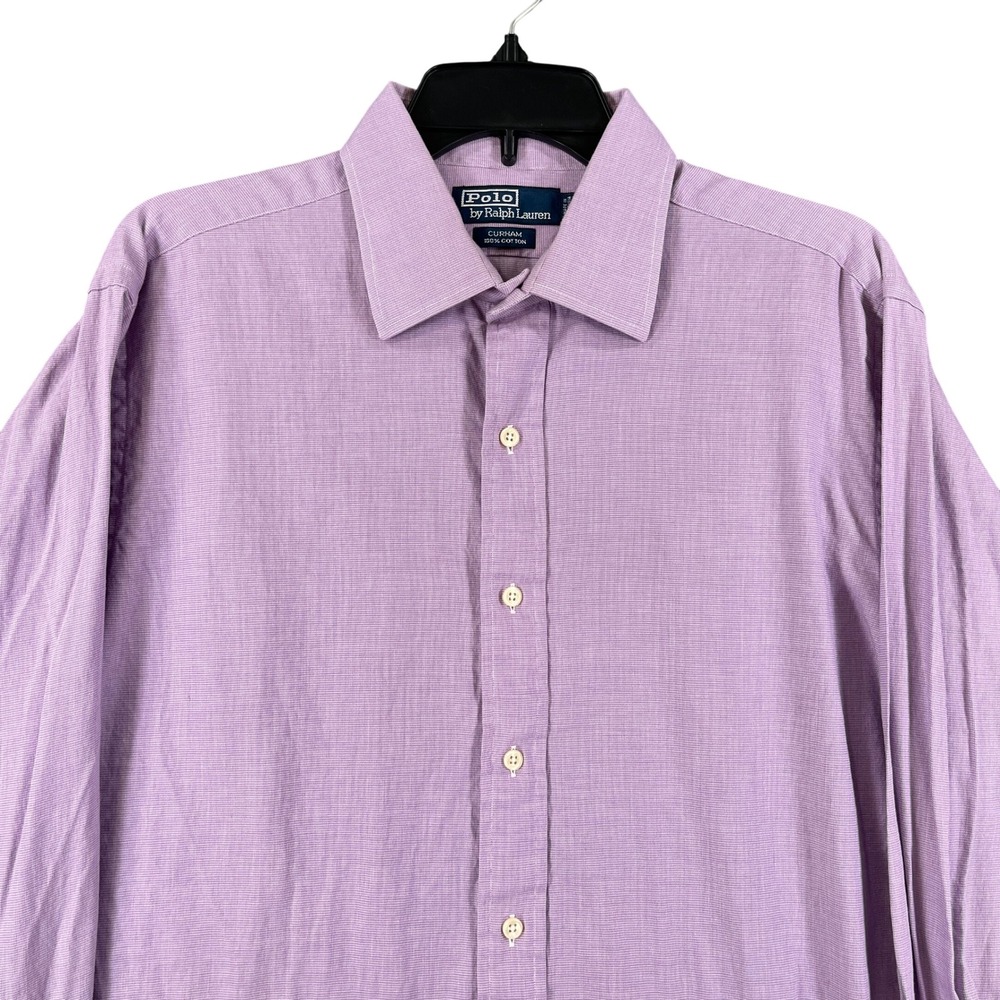 Polo Ralph Lauren Curham Formal Shirt Mens 16.5 34 Lilac Micro Check French Cuff